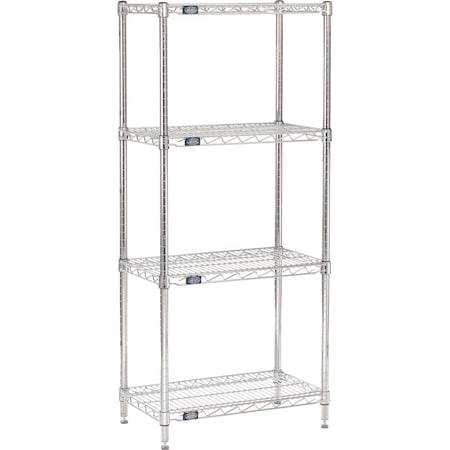 Nexel 4 Shelf, Chrome Wire Shelving Unit, Starter, 24inW x 14inD x 54inH 188200